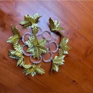 Vera Gold Fabric Poinsettia Napkin Holders - Set of 8